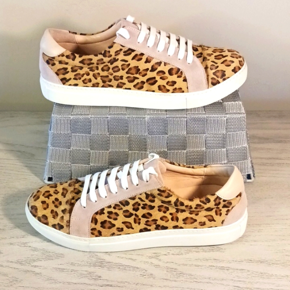 Anthropologie Shoes Women's Size 41 US 8.5 , Brown Sneakers Leather Calf Hair - Picture 4 of 8